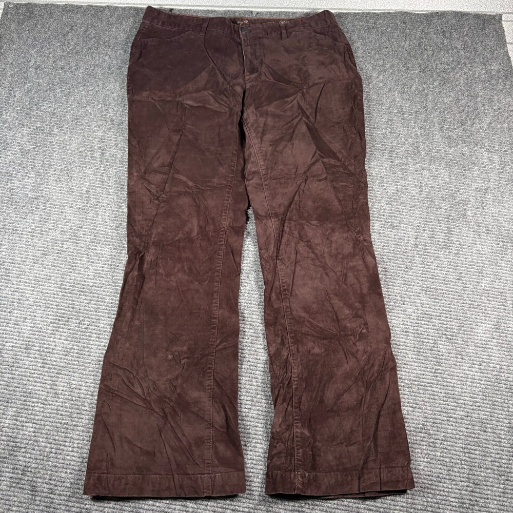 Eddie Bauer Corduroy Pants Womens 16 Brown Excellent Curvy Bootcut Stretch